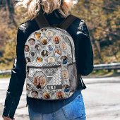 Collage Easy Gray Quilt Look Monogram Bedruckter Rucksack