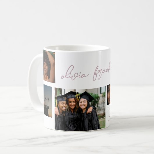 Collage Editable Multi Foto Grad 2023 School Kaffeetasse (Vorderseite Links)