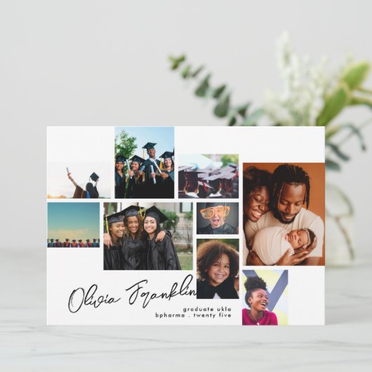 Collage Editable Multi Foto Graduation Party Einladung (Stehend Vorderseite)