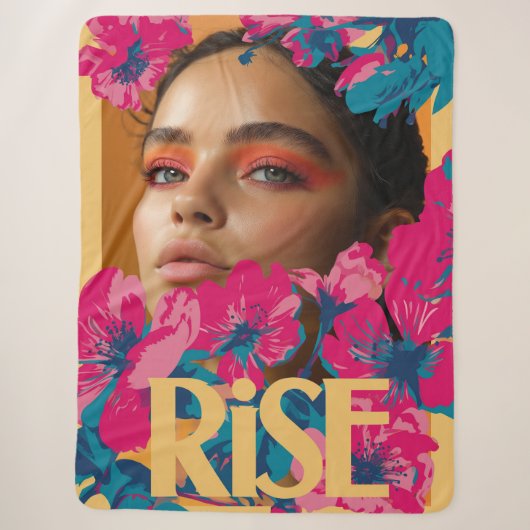 Collage einer Frau mit lebendigen Blumen Sherpadecke (Vorderseite)