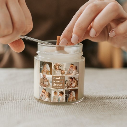 Collage Family Foto | Dankbar, gesegnet Quadratischer Aufkleber