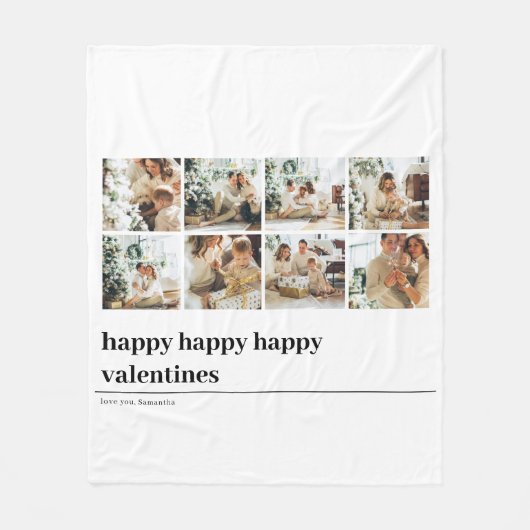 Collage Family Foto | Happy Valentines Fleecedecke (Vorderseite)