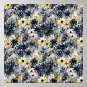 Collage, Farbmuster von bemalten Blume, Aquarell Poster