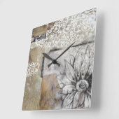 Collage Fleur II Quadratische Wanduhr (Winkel)