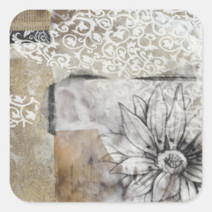 Collage Fleur II Quadratischer Aufkleber