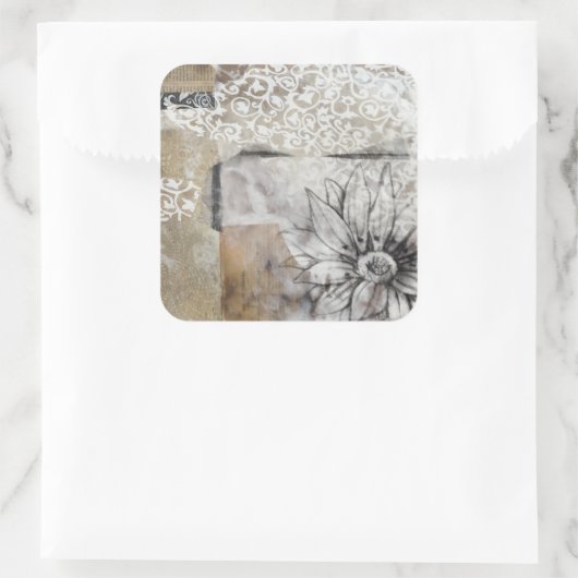 Collage Fleur II Quadratischer Aufkleber (Tasche)