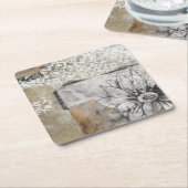 Collage Fleur II Rechteckiger Pappuntersetzer (angewinkelt)