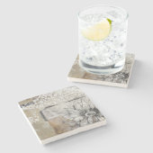 Collage Fleur II Steinuntersetzer (Seitenansicht)