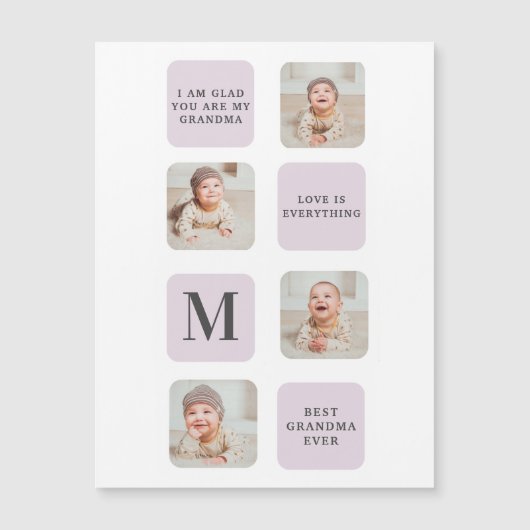 Collage Foto & Beste Oma je Bestes Lila Geschenk Magnetkarte (Vorderseite)