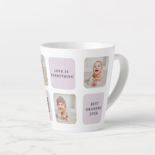 Collage Foto & Beste Oma je Bestes Lila Geschenk Milchtasse (Rechte Ecke)