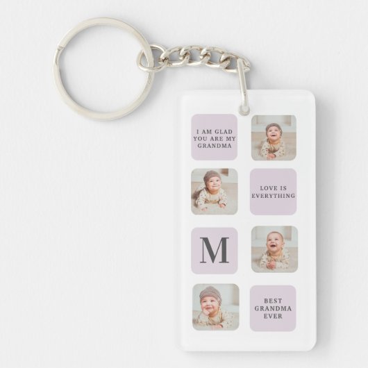 Collage Foto & Beste Oma je Bestes Lila Geschenk Schlüsselanhänger (Vorderseite)