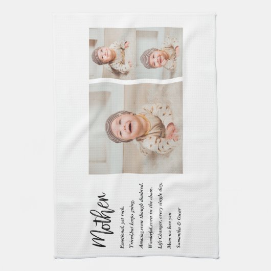 Collage Foto & Bestes Mutterquote Schönes Geschenk Geschirrtuch (Vertikal)