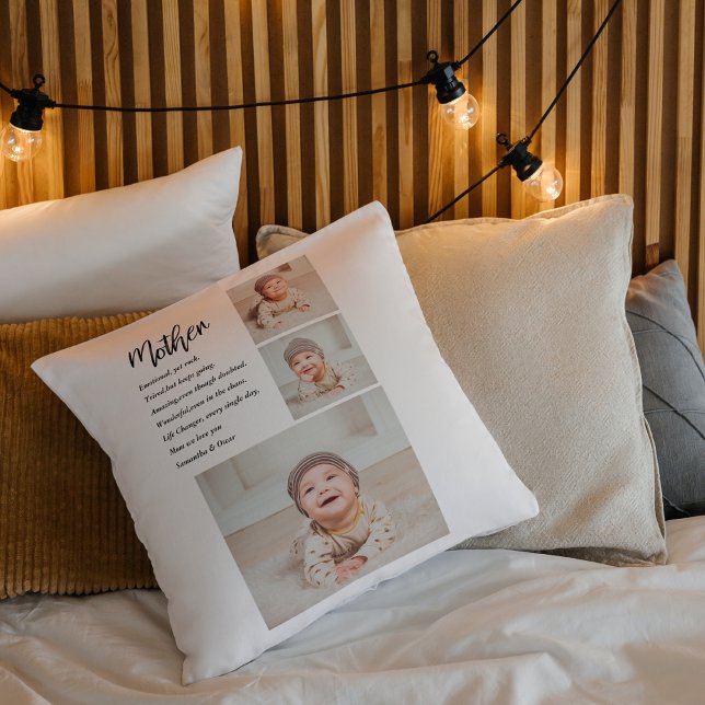 Collage Foto & Bestes Mutterquote Schönes Geschenk Kissen (Von Creator hochgeladen)