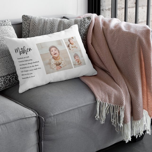 Collage Foto & Bestes Mutterquote Schönes Geschenk Lendenkissen (Von Creator hochgeladen)