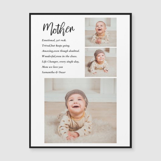 Collage Foto & Bestes Mutterquote Schönes Geschenk Magnetkarte (Vorderseite)