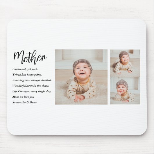 Collage Foto & Bestes Mutterquote Schönes Geschenk Mousepad (Vorne)