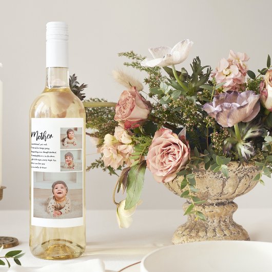Collage Foto & Bestes Mutterquote Schönes Geschenk Weinetikett
