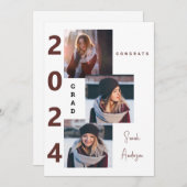 Collage Foto Burgundy Grad Ankündigung 2024 (Vorne/Hinten)