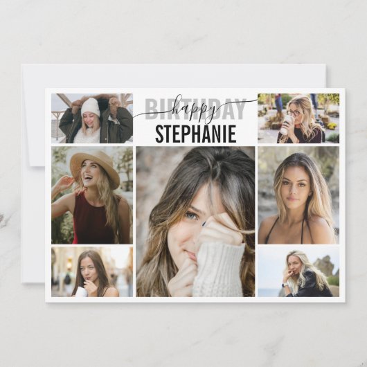 Collage | Foto Custom Birthday Grußkarte (Vorderseite)