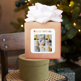 Collage Foto | Farbenfrohe Feiertage Quadratischer Aufkleber