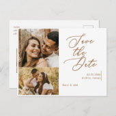 Collage Foto Gold Text Hochzeit Speichern Sie das  Postkarte (Vorne/Hinten)