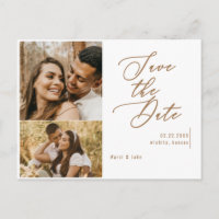 Collage Foto Gold Text Hochzeit Speichern Sie das