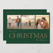 Collage Foto Gold Text Weihnachtskarte Feiertagskarte (Vorne/Hinten)