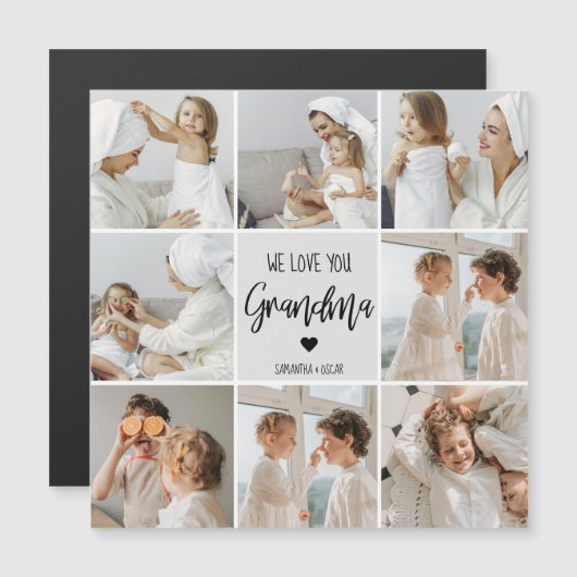 Collage Foto Grau Wir Liebe Sie Oma Bestes Geschen Magnetkarte (Vorne/Hinten)