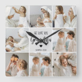 Collage Foto Grau Wir Liebe Sie Oma Bestes Geschen Quadratische Wanduhr (Vorderseite)