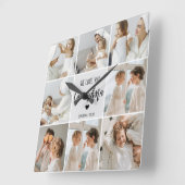 Collage Foto Grau Wir Liebe Sie Oma Bestes Geschen Quadratische Wanduhr (Winkel)