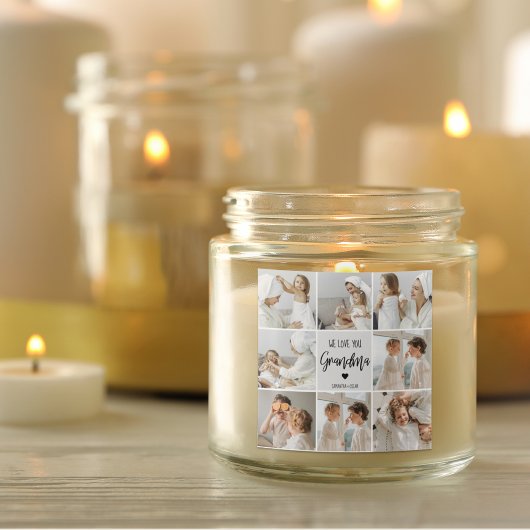 Collage Foto Grau Wir Liebe Sie Oma Bestes Geschen Quadratischer Aufkleber