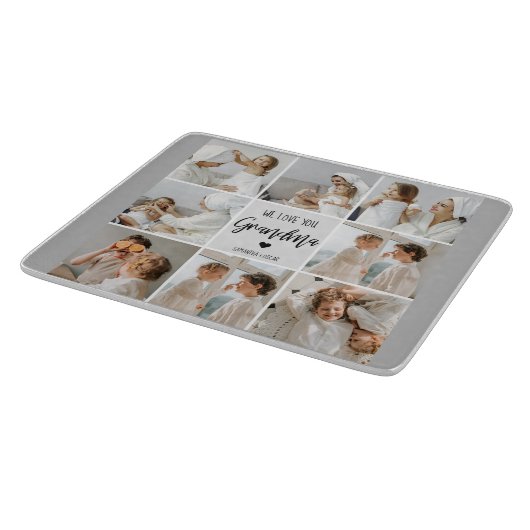 Collage Foto Grau Wir Liebe Sie Oma Bestes Geschen Schneidebrett (Ecke)