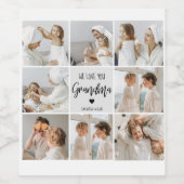 Collage Foto Grau Wir Liebe Sie Oma Bestes Geschen Weinetikett (Einzelnes Label)