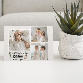 Collage Foto & Großküche ist immer geöffnet Feiertagspostkarte