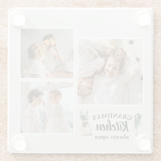 Collage Foto & Großküche ist immer geöffnet Glasuntersetzer (Rückseite)