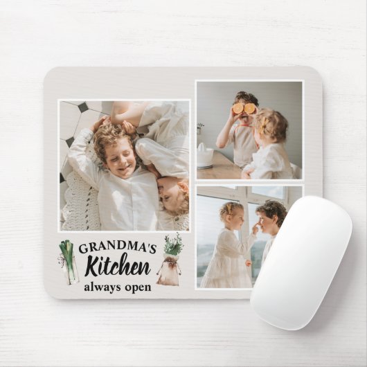 Collage Foto & Großküche ist immer geöffnet Mousepad (Mit Mouse)