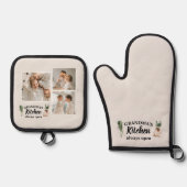 Collage Foto & Großküche ist immer geöffnet Ofenhandschuh & Topflappen-Set (Vorderseite)