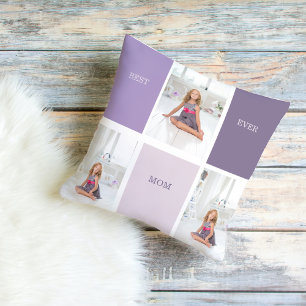 Collage Foto Lila Beste Mama je Geschenk Kissen