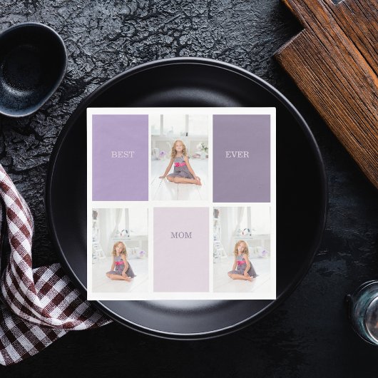 Collage Foto Lila Beste Mama je Geschenk Serviette