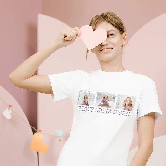 Collage Foto Lila Beste Mama je Geschenk T-Shirt