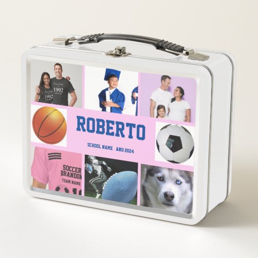 COLLAGE Foto Lunchbox PINK , LILA zum Anpassen (Vorderseite)