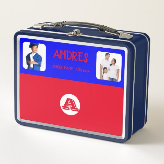 COLLAGE Foto Lunchbox RED BLUE zum Anpassen (Vorderseite)