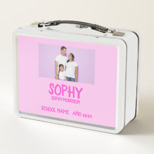 COLLAGE Foto Lunchbox rosa , WEISS Zum Anpassen