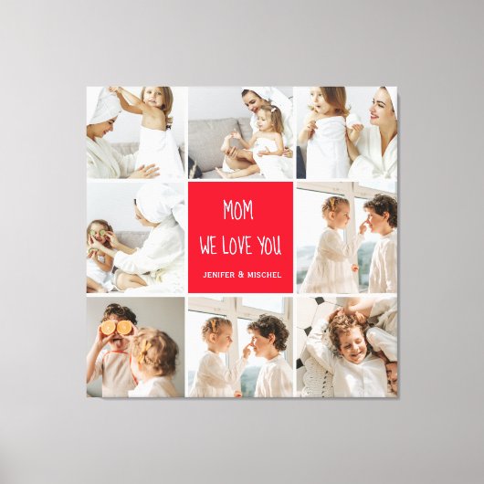 Collage Foto Mama Red Wir Liebe Sie beste Mutter G Leinwanddruck (Vorderseite)