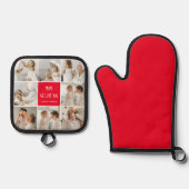 Collage Foto Mama Red Wir Liebe Sie beste Mutter G Ofenhandschuh & Topflappen-Set (Vorderseite)