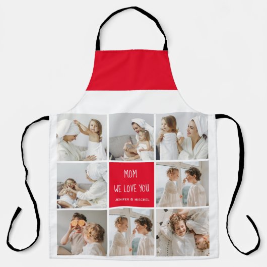Collage Foto Mama Red Wir Liebe Sie beste Mutter G Schürze (Vorderseite)