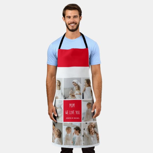 Collage Foto Mama Red Wir Liebe Sie beste Mutter G Schürze (Getragen)