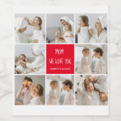 Collage Foto Mama Red Wir Liebe Sie beste Mutter G Weinetikett (Einzelnes Label)