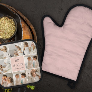 Collage Foto Mama Wir Liebe Sie beste Mutter Gesch Ofenhandschuh & Topflappen-Set