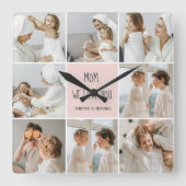 Collage Foto Mama Wir Liebe Sie beste Mutter Gesch Quadratische Wanduhr (Vorderseite)